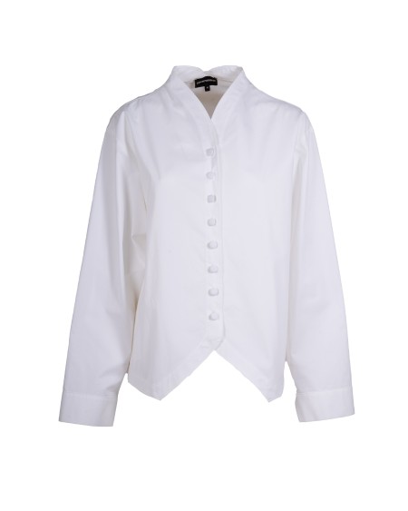 Shop EMPORIO ARMANI  Camicia: Emporio Armani camicia con fondo sagomato in cotone brushed.
Cotone brushed.
Collo a V.
Abbottonatura frontale.
Bottoni rivestiti.
Maniche lunghe.
Polsini dritti.
Fondo sagomato.
Carrè sul retro con pinces.
Composizione: 100% cotone.
Made in Turkey.. EW000765 AF12441-U0002